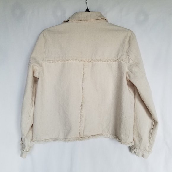 Impeccable Pig Oatmeal Speckled Cream Denim Jacket - Picture 10 of 15